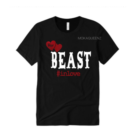 Couple Matching Shirts | Beauty and Beast Shirts -  Beast - Black  t-shirt with red and white text 