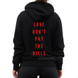 Heart Hoodie |  Love hoodie | Black Hoodie with red heart on the front and text on the back