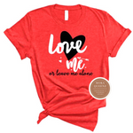 Love T Shirt | Single T Shirt - red t shirt with black and white heart and text