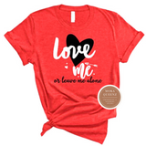 Love T Shirt | Single T Shirt - red t shirt with black and white heart and text