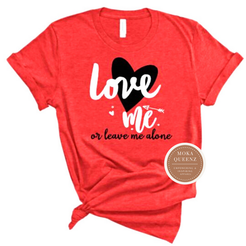 Love T Shirt | Single T Shirt - red t shirt with black and white heart and text