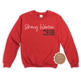 Strong Womens Empowerment Shirt | Red sweatshirt with pink and black text