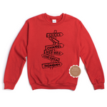 Fashion Brands Street Sign Sweatshirt | Red Sweatshirt with black graphic