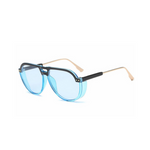 Oval Retro Sunglasses -  Blue sunglasses with black trim