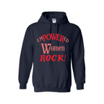 Empowered Sweatshirt - Empowered Women Rock hoodie - Navy blue sweatshirt with Red and coral text- MoKa Queenz