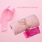 Breast Cancer Gifts - Cozy Blanket and Breast Cancer Ribbon Socks