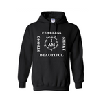 I Am  Women's Empowerment Hoodie - Black hoodie with white print- MoKa Queenz