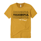 Thankful Shirt | Thanksgiving Shirt | Mustard Yellow T-shirt with Black and white text