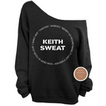 Keith Sweat  Shirt | Black Off the shoulder shirt with white graphic