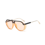 Oval  Retro Sunglasses - Top Down - Orange sunglasses with black trimming