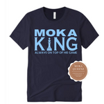 MoKa King Shirt - Navy Blue T-shirt with light blue text - MoKa Queenz