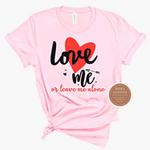 Love T Shirt | Single T Shirt - Pink t shirt with red and black heart and text