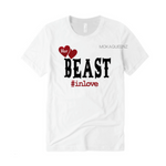 Couple Matching Shirts | Beauty and Beast Shirts -  Beast - white t-shirt with red and black text 