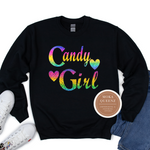 New Edition Shirt - Candy Girl | Black Sweatshirt with holographic rainbow print
