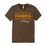 Thankful Shirt | Thanksgiving Shirt | Brown T-shirt with Orange and white text