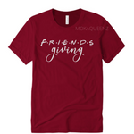 Friendsgiving Shirts | Maroon T-shirt with white text.