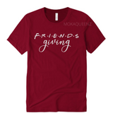 Friendsgiving Shirts | Maroon T-shirt with white text.