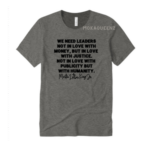 Black History Shirt | MLK Shirt |  Heather Grey T shirt with Black text 