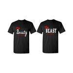 Couples Shirts | Beauty and the Beast Shirts - Black t-shirt with red and white text - MoKa Queenz