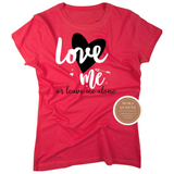 Love T Shirt | Single T Shirt - red tee with black and white heart and text