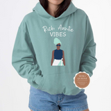 Rich Auntie Vibes | Sage Hoodie with Rich Auntie Graphic