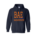 BAE Black and Educated Hoodie -Navy Blue hoodie with Orange and royal blue print - MoKa Queenz