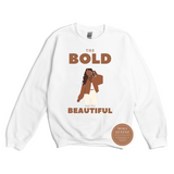 Black Women's Sweatshirt - White sweatshirt with  Brown text and black woman graphic