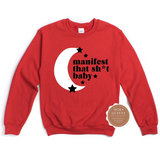 Manifest Shirt | Red Sweatshirt with black and white graphic