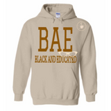 BLACK AND EDUCATED SHIRT | BEIGE HOODIE WITH BROWN AND OFF WHITE TEX