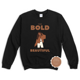 Black Women's Sweatshirt - Black sweatshirt with  Brown text and black woman graphic
