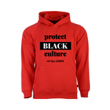 Hip Hop Hoodie | Protect Black Culture Hoodie - Red hoodie sweatshirt with black and white text  - Moka Queenz