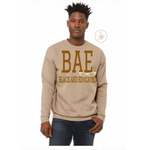 BLACK AND EDUCATED SHIRT | BEIGE SWEATSHIRT WITH BROWN AND OFF WHITE TEX