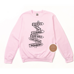 Fashion Brands Street Sign Sweatshirt | Pink Sweatshirt with Black graphic