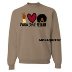 Melanin Peace Shirt | Mocha sweatshirt with peace love melanin graphic design