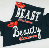 Beauty and the Beast Matching Couples T-shirts - Black T shirts -Mo-Ka Queenz