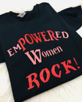 Empowered Women shirt - Feminist Shirt - Black Sweatshirt with Red and Coral graphic  -Mo-Ka Queenz