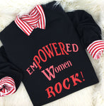 Empowered Women shirt - Feminist Shirt - Black Sweatshirt with Red and Coral print -Mo-Ka Queenz