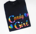 New Edition Shirt | Candy Girl Shirt - Black shirt with rainbow text