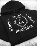 Women's Black Hoodie - I Am Hoodie - Black hoodie with White text - MoKa Queenz